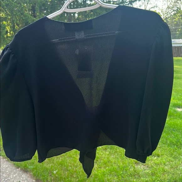 Adolfo Elegant Black Boutique Tie-Front Sheer Bolero Shrug Cardigan Cover Up NWT - Picture 10 of 12